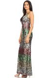 Eureka Fashion 9105 Silver Multi-Sequins Long Prom Dress with Spaghetti Straps