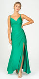 Eureka Fashion 9333 Emerald Green Fit and Flare Evening Gown with Slit