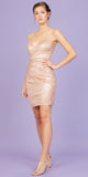 Rose Gold Fitted Shimmering Short Party Dress