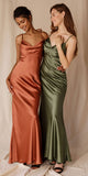 Eureka 9711 Silk Satin Gown Spaghetti Straps Cowl Neck