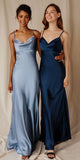Eureka 9711 Silk Satin Gown Spaghetti Straps Cowl Neck