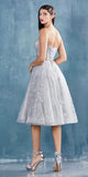 Illusion Bodice Short Prom Dress Silver with Corset Back