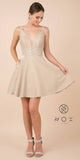 Open-Back Shimmering Homecoming Short Dress Gold
