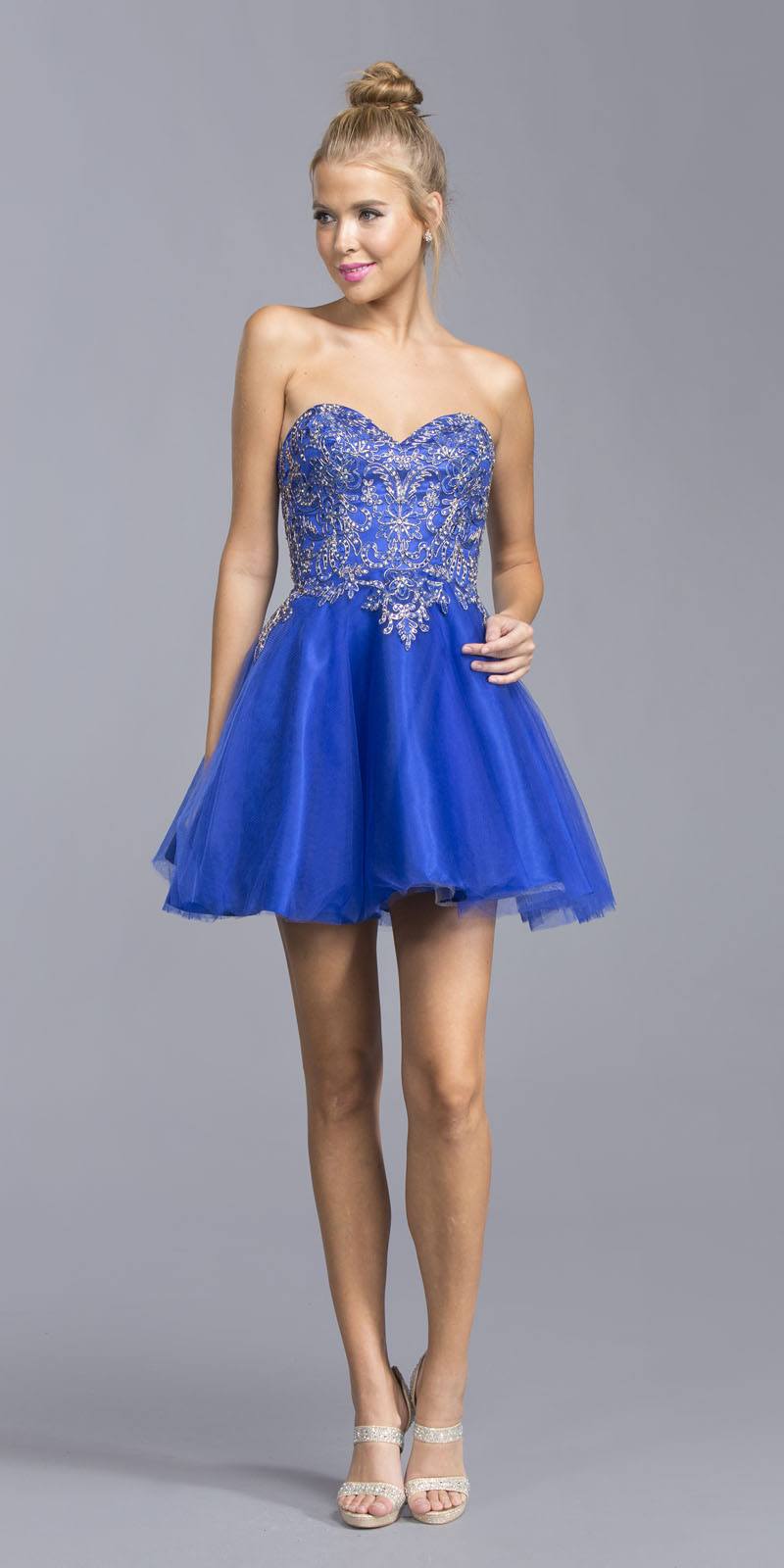 Aspeed USA S2040 Royal Blue Sweetheart Neckline Strapless Homecoming Short Dress