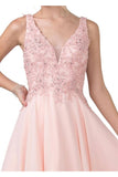 Aspeed S2331 Embroidered V-Neck Blush Short Party A-Line Dress