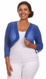 Royal Blue Sheer Bolero Jacket Chiffon 3/4 Length Sleeve Bolero