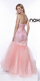 Formal Trumpet Gown Bashful Pink Lace/Embroidery Sweetheart Back View