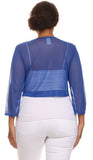 Royal Blue Sheer Bolero Jacket Chiffon 3/4 Length Sleeve Bolero Back