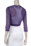 Purple Sheer Bolero Jacket Chiffon 3/4 Length Sleeve Bolero Back