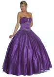 Purple Princess Ball Gown Sweetheart Bead Ruched Skirt Lace Up Back