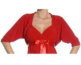 Mid Length Red Bolero Jacket Stretch Shrug Bridal Wedding Jacket