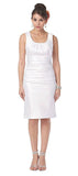 Short Tight Fit White Dress Knee Length Satin Tank Straps Pleating