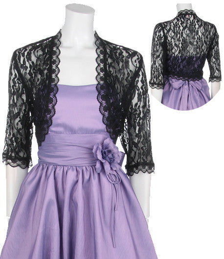 Mid Length Black Lace Bolero Jacket Bridal Wedding Jacket