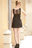 Sleeveless Black Polka Dot Lace Overlay Dress Wide Straps Pockets