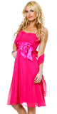 Spaghetti Strapped Sleeveless Short Fuchsia Bridesmaid Dress