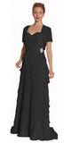 Black Spaghetti Strap Chiffon Formal Dress Multi Ruffle Hem