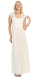Sweetheart Neck Lace Bodice Ivory Floor Length Dress