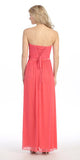 Sweetheart Neck Ruched Bodice Long A Line Coral Gown
