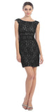 Two Tone Black Gold Overlay Short Lace Dress Wide Strap