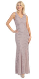 V Neck Sleeveless Floor Length Mocha Mermaid Party Gown