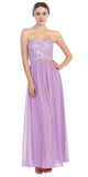 A Line Chiffon Corset Back Dress Lilac Lace Bodice Empire