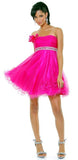 Fun And Flirty Hot Pink Short Prom Cocktail Dress Rhinestone Waist