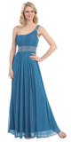 Ankle Length One Shoulder A Line Teal Formal Dress
