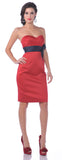 Knee Length Red Satin Bridesmaid Dress Sweetheart Neck Bow