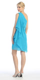Layered One Shoulder Short Turquoise Chiffon Club Dress