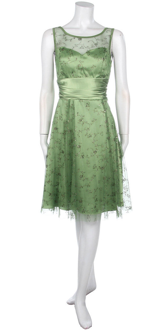 Purple Semi Formal Gown Short Dress Mesh Overlay Sleeveless Knee Length