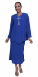 Plus Size Royal Blue Church Choir 4 Piece Dress Set Skirt Jacket Top