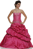 Poofy Taffeta Red Quinceanera Dress A Line Strapless Embroidery