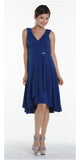 Short Royal Blue Dinner Cruise Evening Dress Tea Knee Length ITY Knit