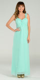 Mint Semi Formal Dress Long Chiffon Overlay Wide Straps