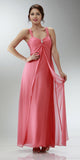 Coral Semi Formal Dress Long Chiffon Overlay Wide Straps