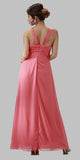 Coral Semi Formal Dress Long Chiffon Overlay Wide Straps