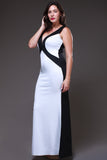 Fitted Black/Ivory Two Tone Maxi Dress V Neck Tank Straps