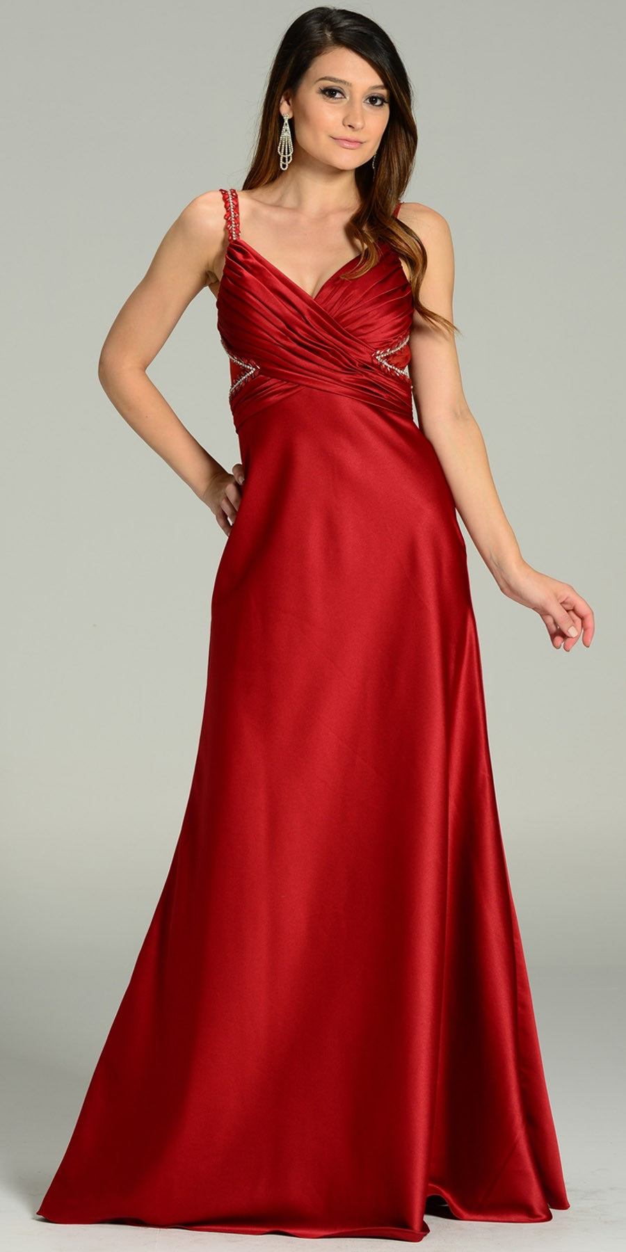 ON SPECIAL LIMITED STOCK - Formal Floor Length Satin Burgundy Dress Elegant Red Carpet