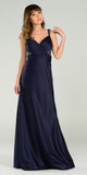 ON SPECIAL LIMITED STOCK - Formal Floor Length Satin Navy Blue Dress Elegant Red Carpet