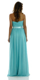 Full Length Strapless V Notch Aqua Chiffon Formal Dress