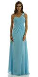 Long One Shoulder Chiffon Semi Formal Dress Aqua One Shoulder