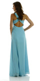 Long One Shoulder Chiffon Semi Formal Dress Aqua One Shoulder