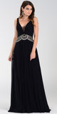Poly USA 7400 Flowy Chiffon Prom Gown Black V Neckline Empire
