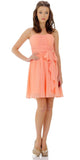 Short Sleeveless Chiffon Bridesmaid Dress Light Coral Illusion Neck