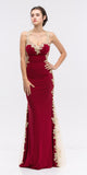 Eureka Fashion 6006 Sheath Mermaid Silhouette Gown Burgundy Floor Length Lace Trim