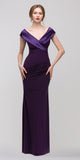 Overlapping V Neck Long Thigh Slit Plum Column Gown