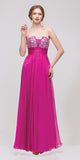 Studded Bodice A Line Long Fuchsia Ball Gown