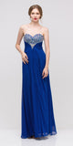 Studded Bodice Sweetheart Neckline Long Royal Blue A Line Gown