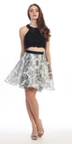 2 Piece Lace Top Dress Black White Lining Criss Cross Back Print