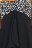 Asymmetrical Skirt Black Dress Strapless Empire Waist Rhinestone Top